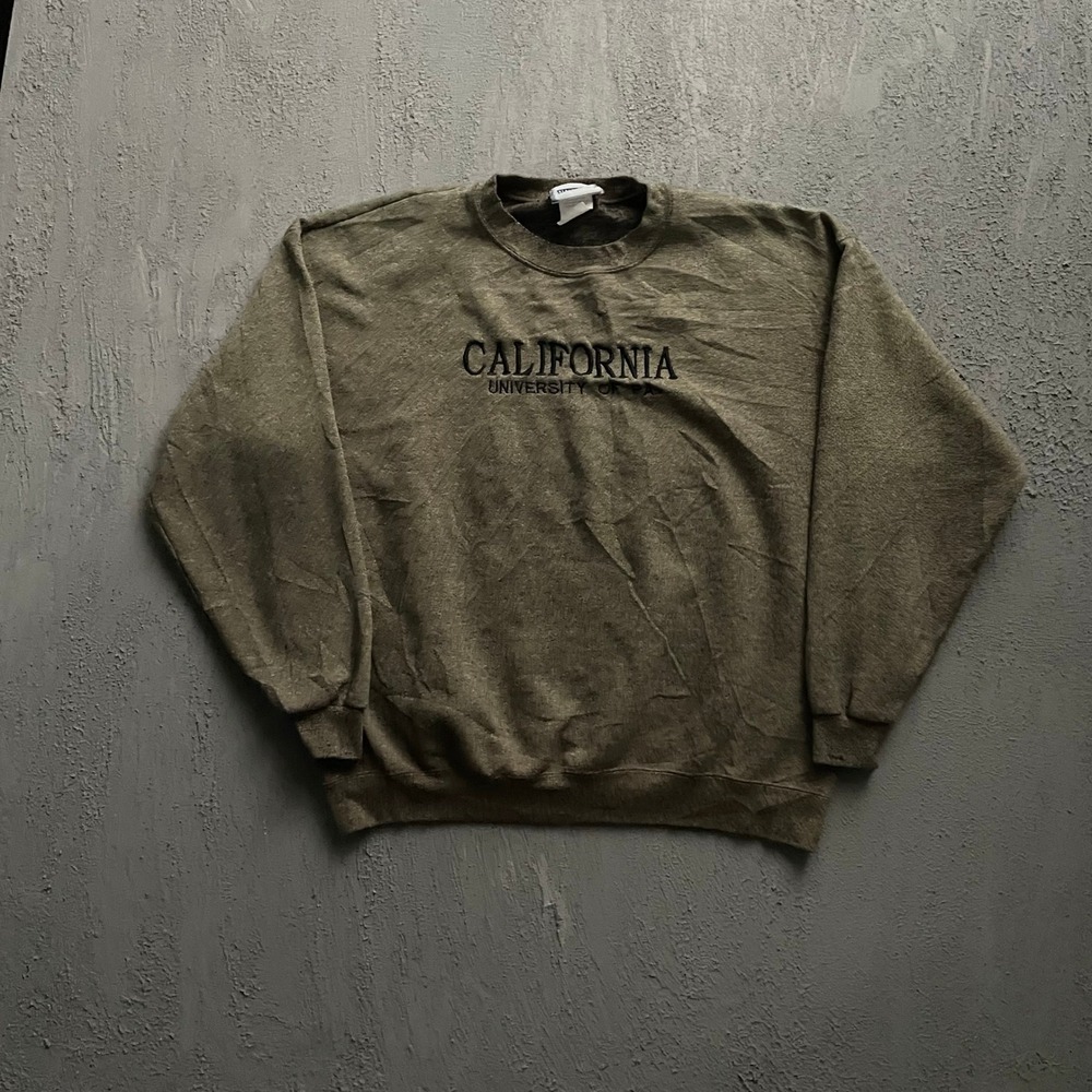 Vintage California University Embroidered Sweatshirt Mens XL Green 90s Lee